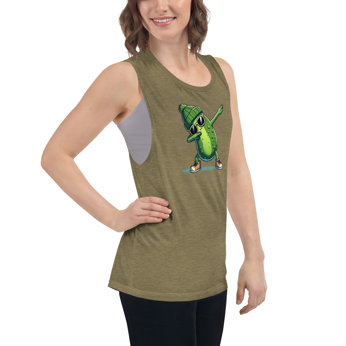 Dabbing Pickle Ladies’ Muscle Tank